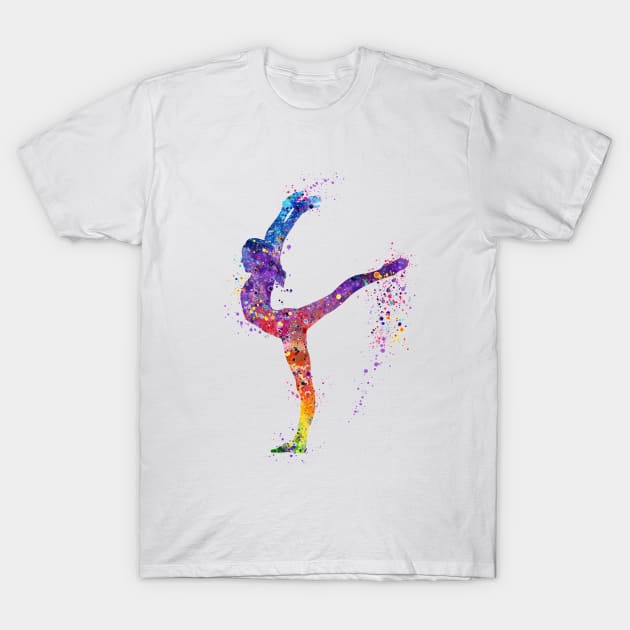 Girl Gymnastics Sports Watercolor Gift T-Shirt by LotusGifts